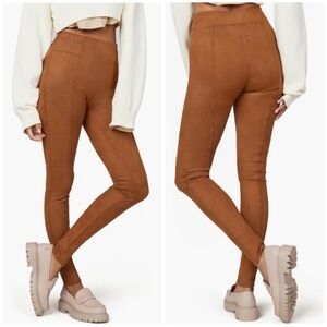 Spanx Faux Suede High Rise Tummy Shaping Leggings in Rich Caramel size large P‎